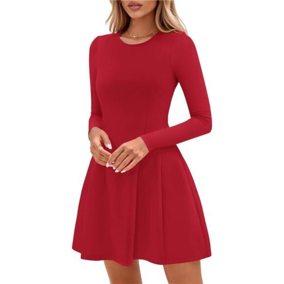 Long Sleeve Mini Dress Red - Picture 7 of 7